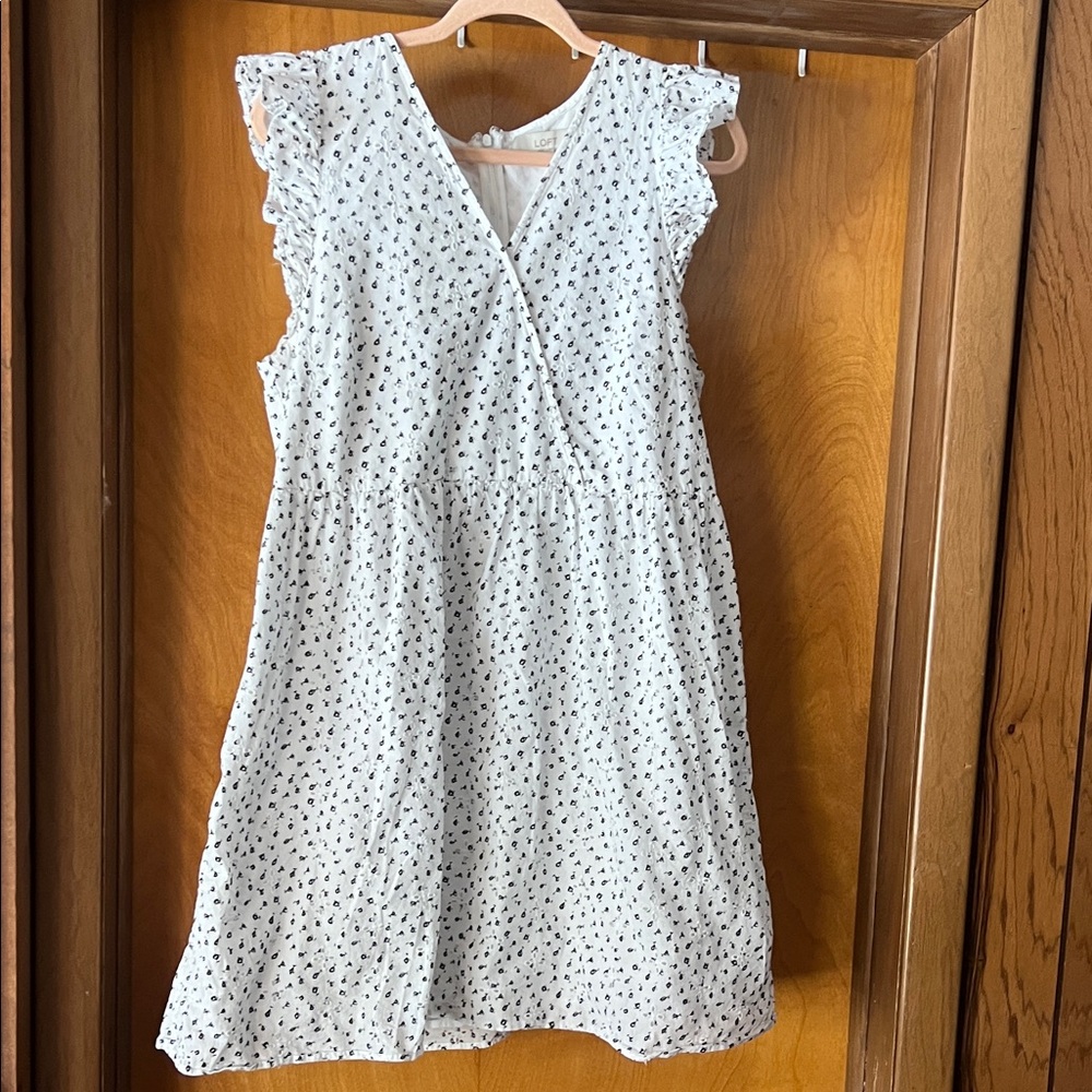 LOFT Kids Dress in White with Black Patterns